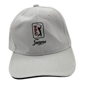 TPC Sawgrass Logo Golf Hat White Adjustable Strapback Baseball Cap Mens